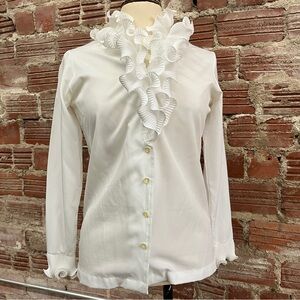 Elegant White Ruffled Women's Top